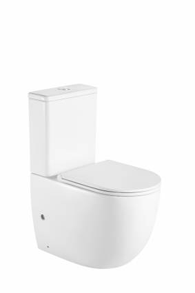 Унитаз-компакт SantiLine SL-5016 безободковый, с микролифтом, белый, овальный, 36x62 см