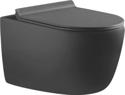 Унитаз подвесной Aquanet Cetus-GW 287009 безободковый, с микролифтом, серый матовый, овальный, 36.5x54 см