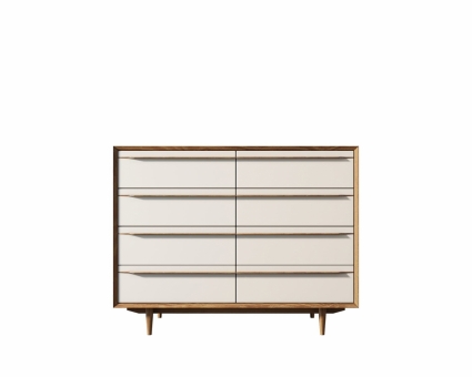 Комод Этажерка Bruni white с восемью ящиками , для белья,  стиль скандинавский