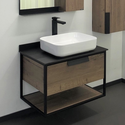 Тумба для комплекта Comforty Кёльн 75 дуб темный подвесная, матовая