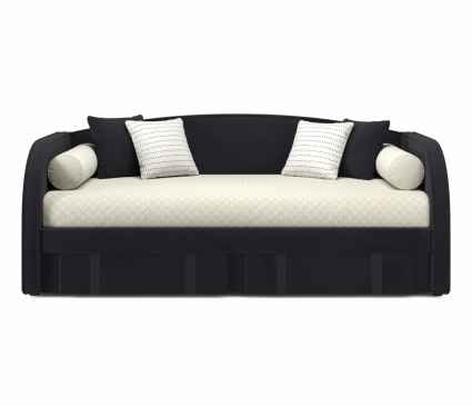 Кровать MYROOM Family Elda 90х200 черного цвета с ортопедическим основанием, с мягким изголовьем, с 2-мя ящиками