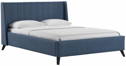 Кровать с подъемным механизмом и дном MYROOM Family Виола 140х200 синего цвета, с изголовьем, с ящиком для хранения