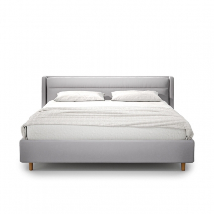 Кровать The IDEA Iris 180х200 серого цвета с изголовьем, без ящиков