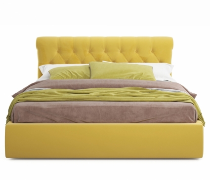 Кровать MYROOM Family Ameli 140х200 желтого цвета с подъемным механизмом и матрасом Астра, с изголовьем, с ящиком для хранения