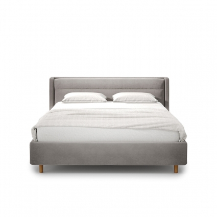 Кровать The IDEA Iris 160х200 серого цвета  с изголовьем, без ящиков