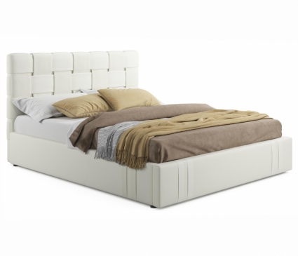 Кровать LASKA Family Tiffany 160х200 с матрасом светло-бежевого цвета, с изголовьем, без ящиков