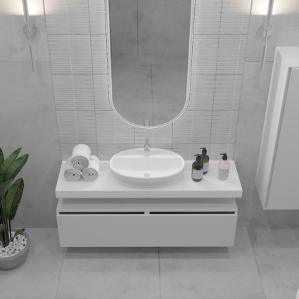Тумба Armadi Art Flat Valessi Uno-S 140 белый глянец подвесная, с ящиками