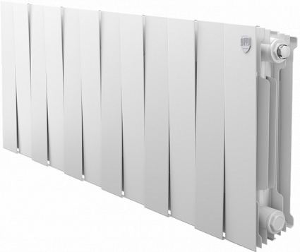 Радиатор биметаллический Royal Thermo Piano Forte 300 bianco traffico, 12 секций, на площадь 15 кв.м., белый, 96x10x38 см