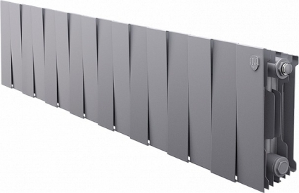 Радиатор биметаллический Royal Thermo Piano Forte 200 silver satin, 16 секций, на площадь 18 кв.м., серебро, 128x10x28 см