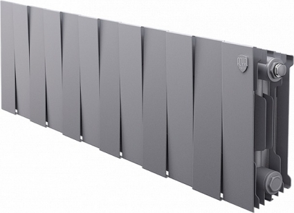 Радиатор биметаллический Royal Thermo Piano Forte 200 silver satin, 12 секций, на площадь 14 кв.м., серебро, 96x10x28 см