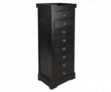Комод To4rooms из дерева черного цвета с ящиками, для белья