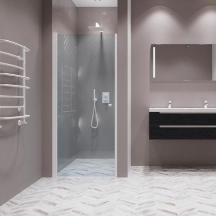 Душевая дверь Creto Luna 85х200, 125-WTW-85-200-CLN-6WHT, распашная, стекло прозрачное