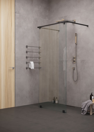 Душевая перегородка Creto Grazia 105х220, 124-SP-105-220-CLN-10BLM, стекло прозрачное, профиль черный