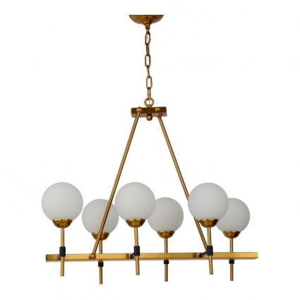 Подвесная люстра Lumina Deco Aldono LDP 7004-6 MD+BK в стиле модерн, цвет золотой
