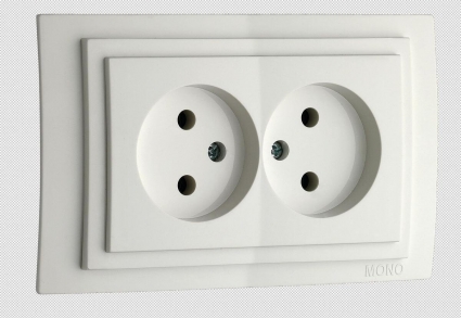 Розетка 2К двойная Mono Electric Larissa 16A 250V винтовое подключение белый 103-191905-121 в современном стиле, цвет белый