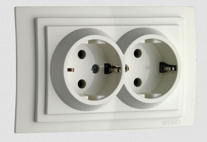 Розетка 2К+З двойная Mono Electric Larissa 16A 250V винтовое подключение белый 103-191904-120 в современном стиле, цвет белый