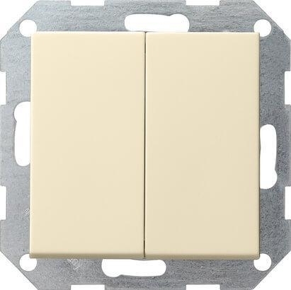 Выключатель кнопочный двухклавишный Gira System 55 10A 250V кремовый глянцевый 012501 в современном стиле, цвет кремовый