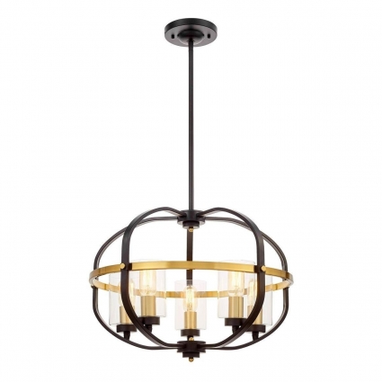 Подвесная люстра Lumina Deco Monterey LDP 1141-5 BK+MD в стиле лофт, цвет черный