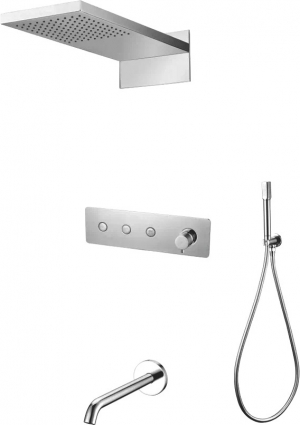 Душевой комплект Boheme Fusion 130-2-CR С ВНУТРЕННЕЙ ЧАСТЬЮ, Chrome, хром, шланг металлический 150 см