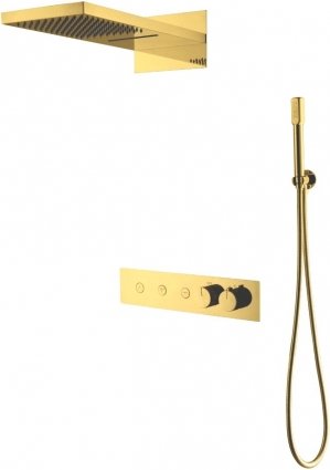 Душевой комплект Boheme Fusion 131-G С ВНУТРЕННЕЙ ЧАСТЬЮ Gold золото, шланг металлический 150 см