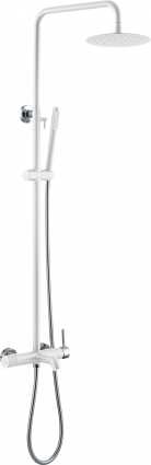 Душевая стойка Boheme Uno 468-WCR white chrome штанга 142 см, шланг металлический 150 см