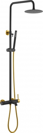Душевая стойка Boheme Uno 468-BG black gold штанга 142 см, шланг металлический 150 см