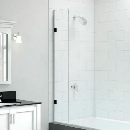 Шторка на ванну Mira Glass 400V-Black держатели черные, стекло прозрачное, профиль черный