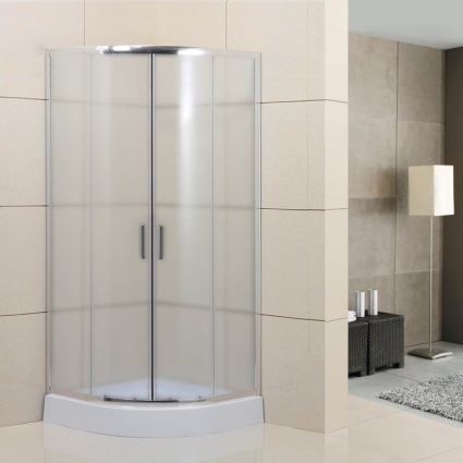 Душевой уголок BelBagno Uno-195 R 2 85 P Cr стекло текстурное четверть круга, двери раздвижные