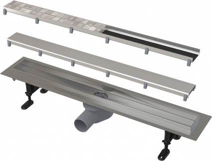 Душевой лоток AlcaPlast AG071401850 85 см в пол около стены, выпуск боковой