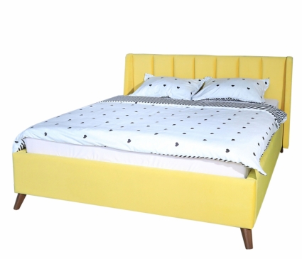 Кровать LASKA Family Betsi 160х200 с подъемным механизмом желтого цвета, с изголовьем, с ящиком для хранения