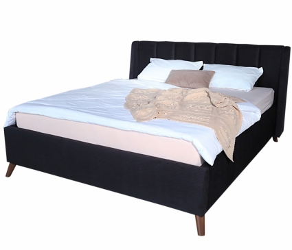 Кровать LASKA Family Betsi 160х200 с подъемным механизмом и матрасом черного цвета, с изголовьем, с ящиком для хранения