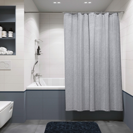 Штора для ванной Fora FOR-MIR208SIL 180x200, серая в современном стиле