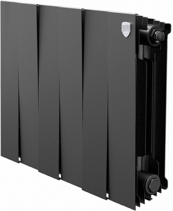 Радиатор биметаллический Royal Thermo Piano Forte 300 noir sable, 6 секций, на площадь 8 кв.м., черный, 48x10x38 см