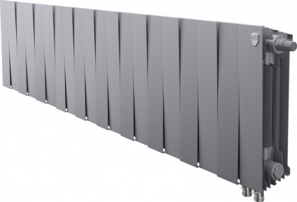 Радиатор биметаллический Royal Thermo Piano Forte 300 VDR silver satin, 20 секций, на площадь 27 кв.м., серебро, 160x10x38 см