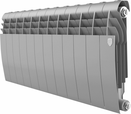 Радиатор биметаллический Royal Thermo BiLiner 350 silver satin, 12 секций, на площадь 15 кв.м., серебро, 80x8.7x43 см