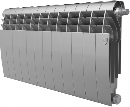 Радиатор биметаллический Royal Thermo Biliner VD 350 silver satin VDR, 12 секций, на площадь 16 кв.м., серебро, 96x8.7x43.1 см