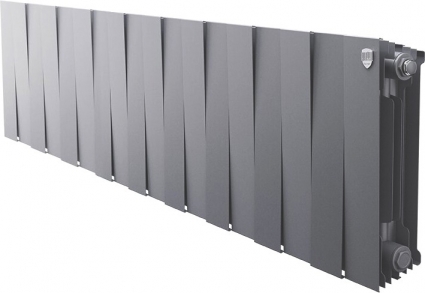 Радиатор биметаллический Royal Thermo Piano Forte 300 silver satin, 18 секций, на площадь 23 кв.м., серебро, 144x10x38 см