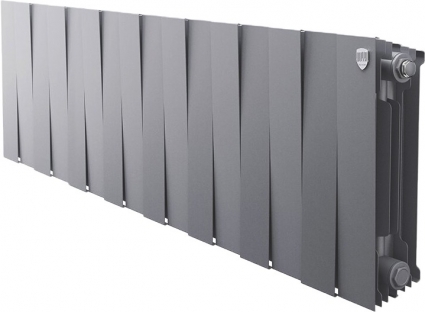 Радиатор биметаллический Royal Thermo Piano Forte 300 silver satin, 16 секций, на площадь 20 кв.м., серебро, 128x10x38 см