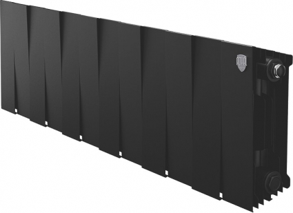 Радиатор биметаллический Royal Thermo Piano Forte 200 noir sable, 12 секций, на площадь 14 кв.м., черный, 96x10x28 см