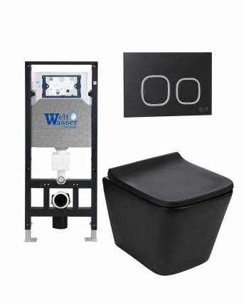 Комплект 3 в 1 инсталляция WeltWasser WW Amberg 506 +  Подвесной унитаз WeltWasser Gelbach 043 MT-BL +  Клавиша смыва WeltWasser WW Amberg RD-BL