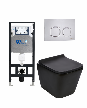 Комплект 3 в 1 инсталляция WeltWasser WW Amberg 506 +  Подвесной унитаз WeltWasser Gelbach 043 MT-BL +  Клавиша смыва WeltWasser WW Amberg RD-MT