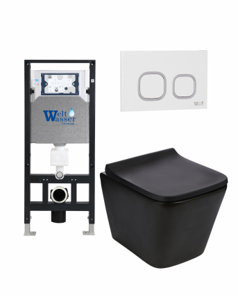 Комплект 3 в 1 инсталляция WeltWasser WW Amberg 506 +  Подвесной унитаз WeltWasser Gelbach 043 MT-BL +  Клавиша смыва WeltWasser WW Amberg RD-WT