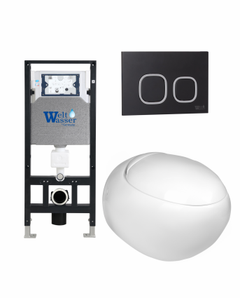 Комплект 3 в 1 инсталляция WeltWasser WW Amberg 506 +  Подвесной унитаз WeltWasser Jeckenbach 004 GL-WT +  Клавиша смыва WeltWasser WW Amberg RD-BL