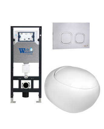 Комплект 3 в 1 инсталляция WeltWasser WW Amberg 506 +  Подвесной унитаз WeltWasser Jeckenbach 004 GL-WT +  Клавиша смыва WeltWasser WW Amberg RD-MT