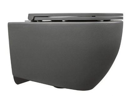 Подвесной унитаз ISVEA Infinity 10NF02001SV-2C безободковый, антрацит, матовый, овальный, 36.5x53 см