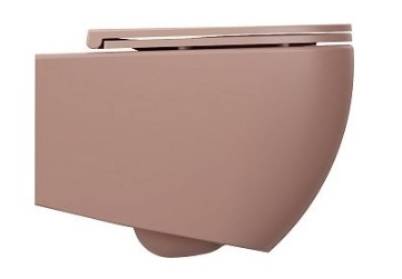 Подвесной унитаз ISVEA Infinity 10NF02001SV-2S безободковый, лососевый, матовый, розовый, овальный, 36.5x53 см