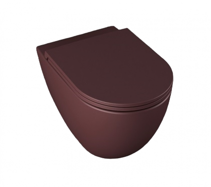 Подвесной унитаз ISVEA Infinity 10NF02001SV-2R безободковый, бордовый, матовый, красный, овальный, 36.5x53 см