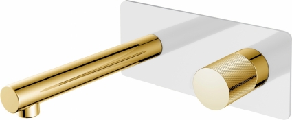 Смеситель для раковины Boheme Stick 125-WG.2 С ВНУТРЕННЕЙ ЧАСТЬЮ, white/touch gold, однорычажный, длина излива 18.5 см