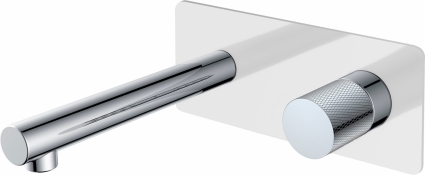 Смеситель для раковины Boheme Stick 125-WCR.2 С ВНУТРЕННЕЙ ЧАСТЬЮ, white/touch chrome, однорычажный, длина излива 18.5 см