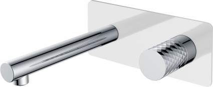 Смеситель для раковины Boheme Stick 125-WCR С ВНУТРЕННЕЙ ЧАСТЬЮ, white/diamond chrome, однорычажный, длина излива 18.5 см